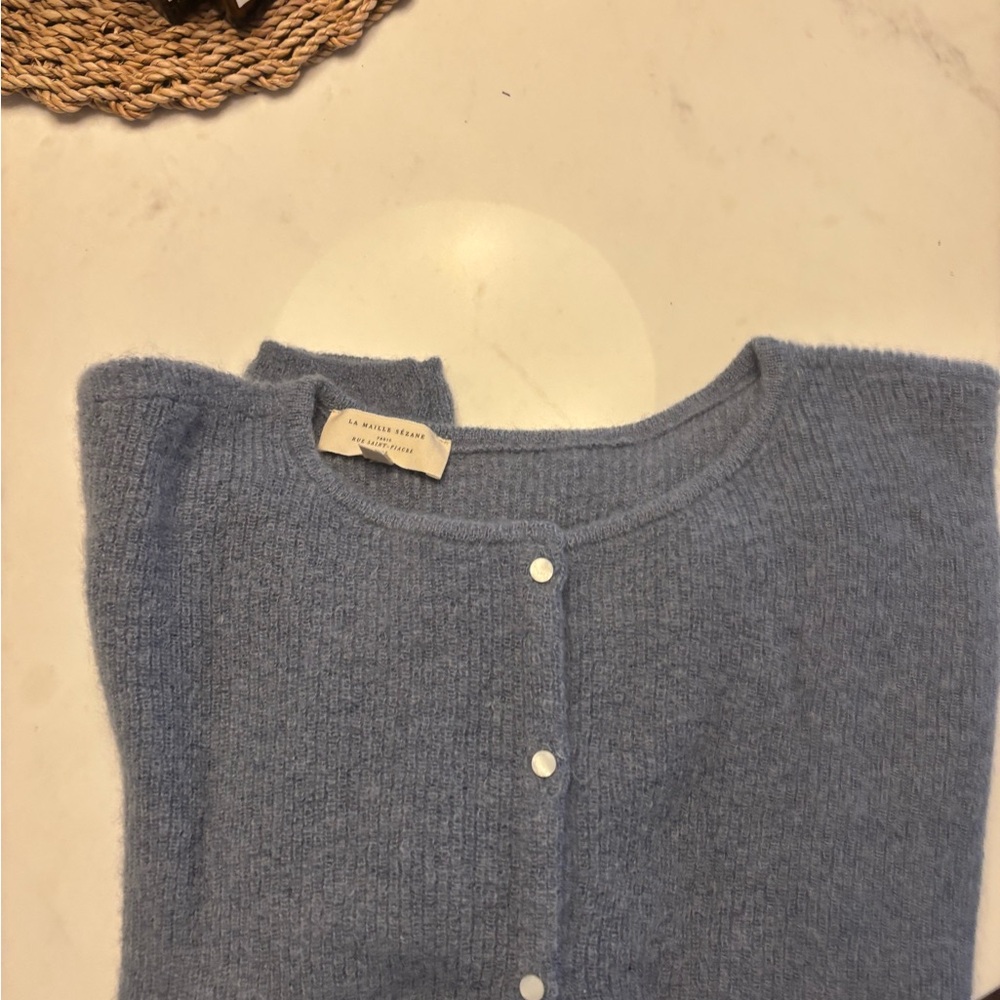 Sezane Light Blue Button-Up Cardigan
